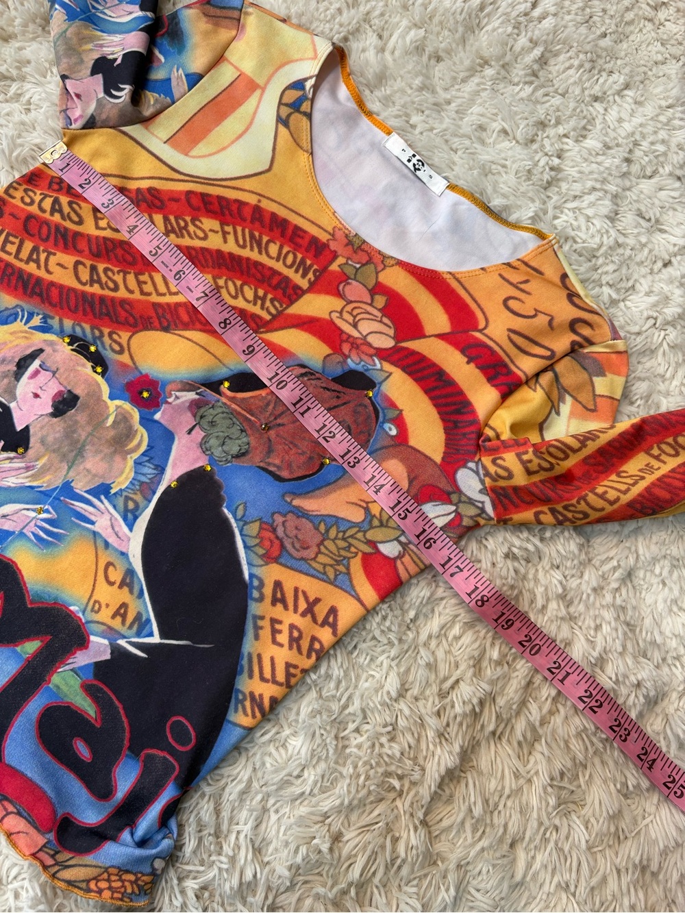VTG Y2K Paris IQ Graphic Top Pop Art Toulouse-Lautrec Whimsical Tee - Picture 3 of 4